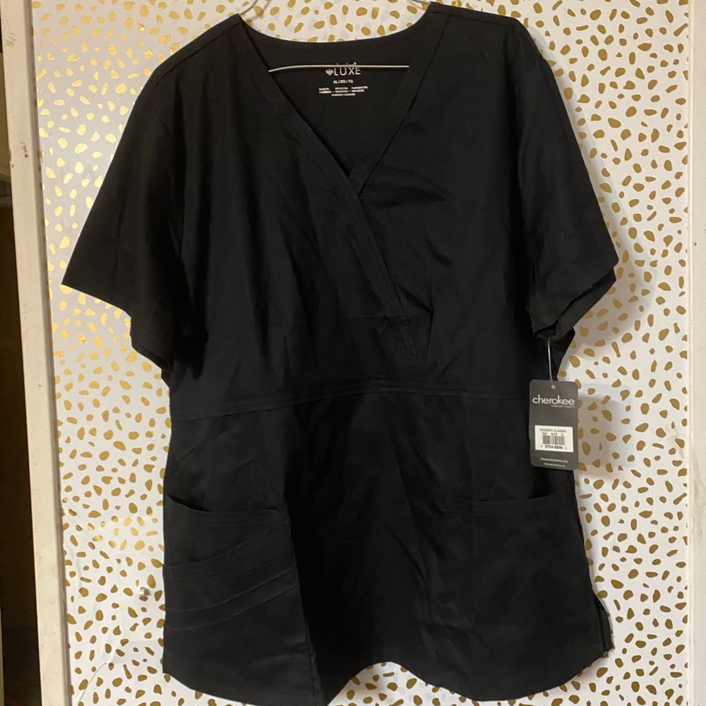 Scrub uniform Black double pocket Luxe Cherokee